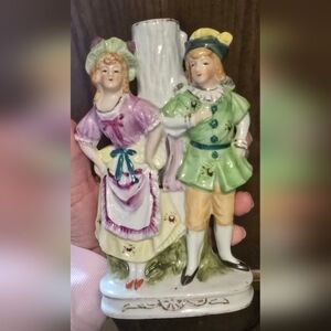 Made In Japan Vintage Hand-painted Porcelain Boudoir Lamp Component/ Figurine